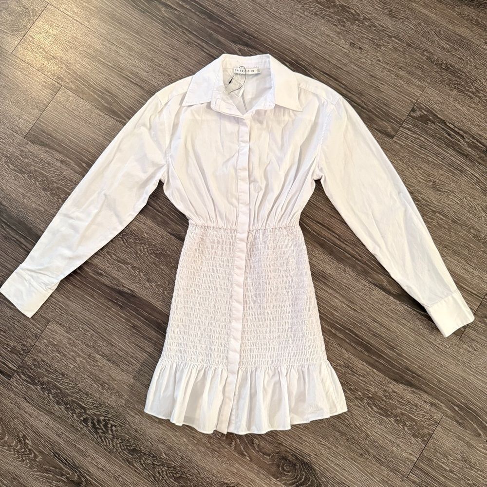 Third Form Blur Out Shirred Shirt Dress New